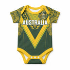 Australia Rugby Custom Baby Onesie Aboriginal Art Sporty Style