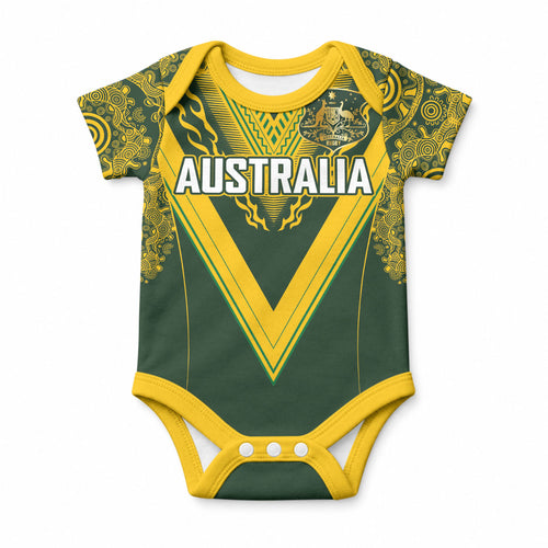 Australia Rugby Custom Baby Onesie Aboriginal Art Sporty Style