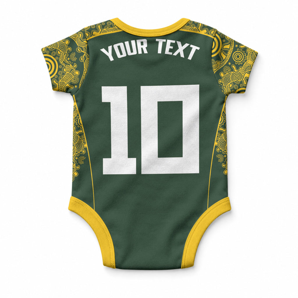 Australia Rugby Custom Baby Onesie Aboriginal Art Sporty Style