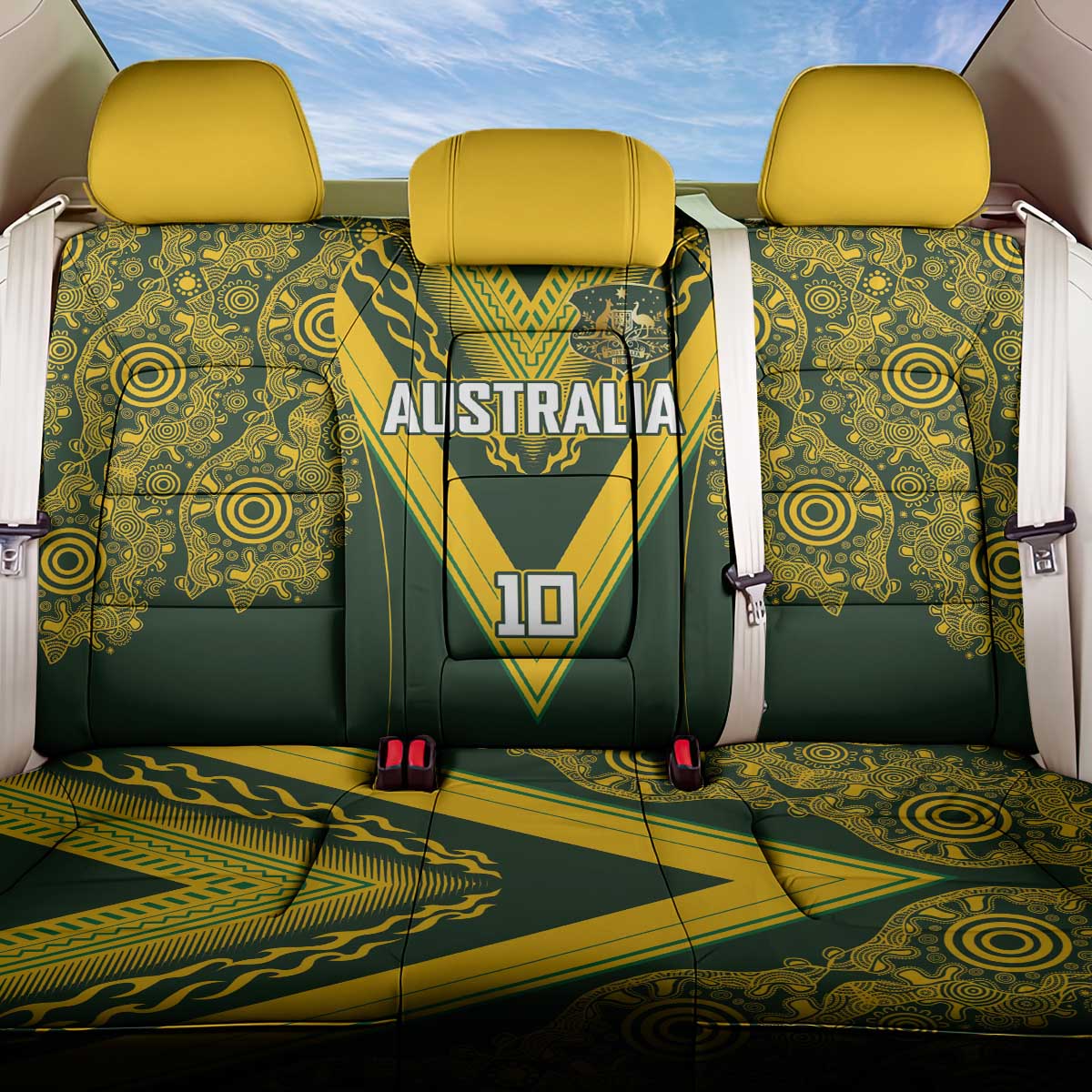 Australia Rugby Custom Back Car Seat Cover Aboriginal Art Sporty Style - Aussie Hoodie