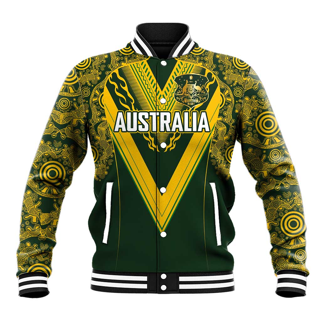 Australia Rugby Custom Baseball Jacket Aboriginal Art Sporty Style - Aussie Hoodie