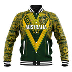 Australia Rugby Custom Baseball Jacket Aboriginal Art Sporty Style - Aussie Hoodie