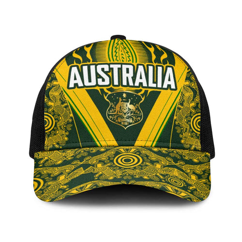Australia Rugby Baseball Net Cap Aboriginal Art Sporty Style - Aussie Hoodie