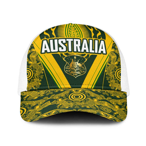 Australia Rugby Baseball Net Cap Aboriginal Art Sporty Style - Aussie Hoodie