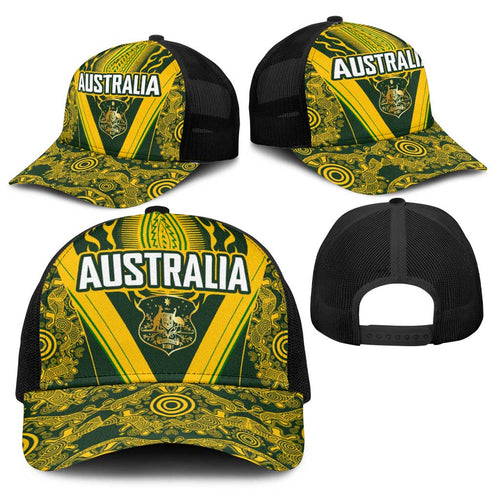 Australia Rugby Baseball Net Cap Aboriginal Art Sporty Style - Aussie Hoodie