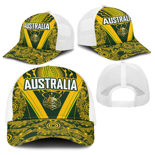 Australia Rugby Baseball Net Cap Aboriginal Art Sporty Style - Aussie Hoodie