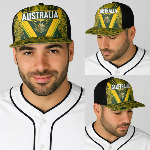 Australia Rugby Baseball Net Cap Aboriginal Art Sporty Style - Aussie Hoodie