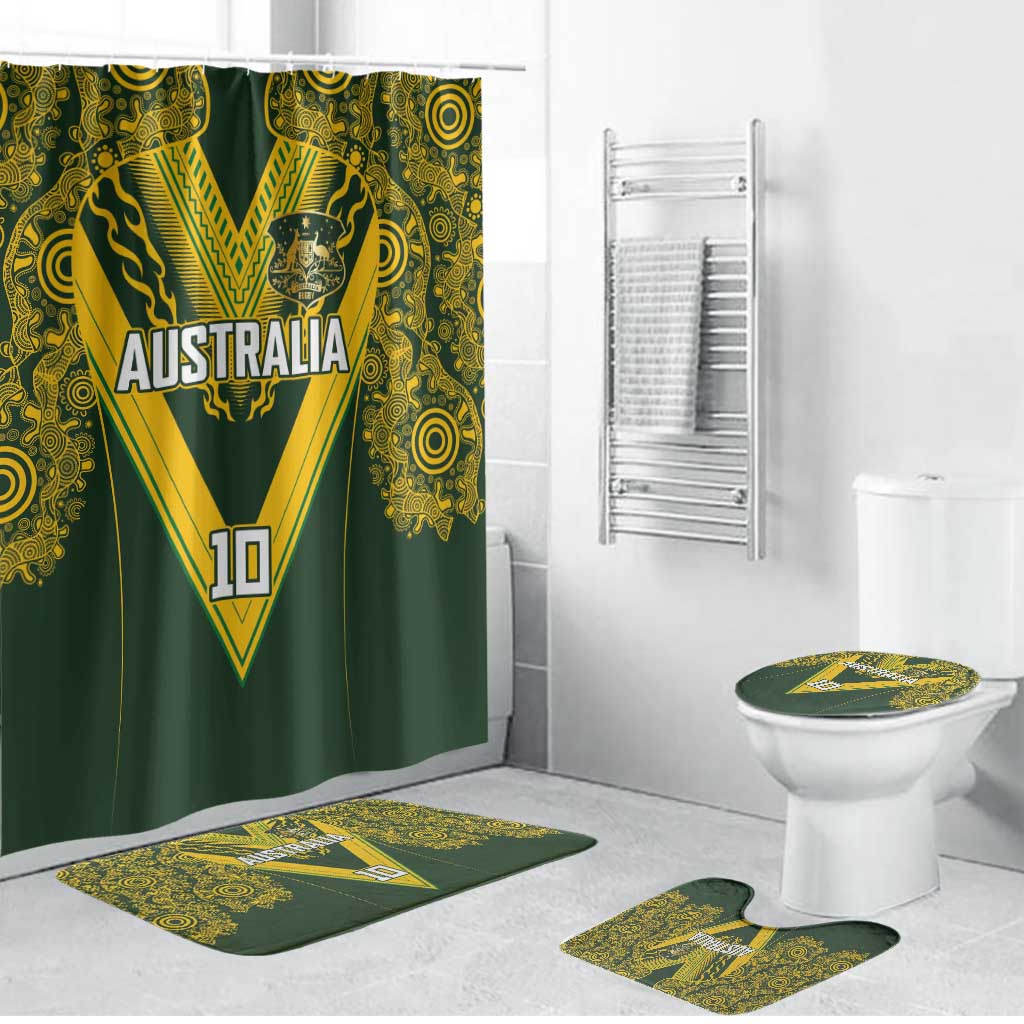 Australia Rugby Custom Bathroom Set Aboriginal Art Sporty Style - Aussie Hoodie