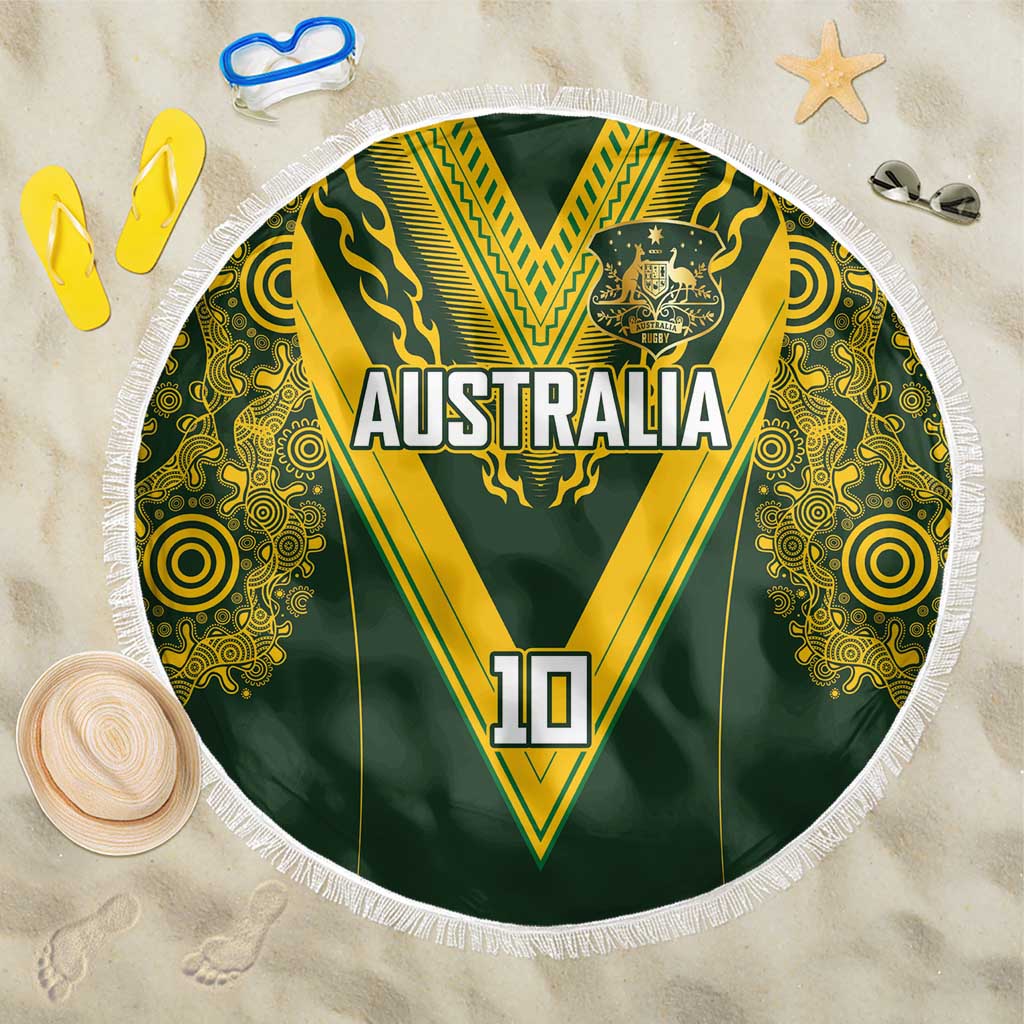 Australia Rugby Custom Beach Blanket Aboriginal Art Sporty Style - Aussie Hoodie