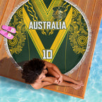 Australia Rugby Custom Beach Blanket Aboriginal Art Sporty Style - Aussie Hoodie