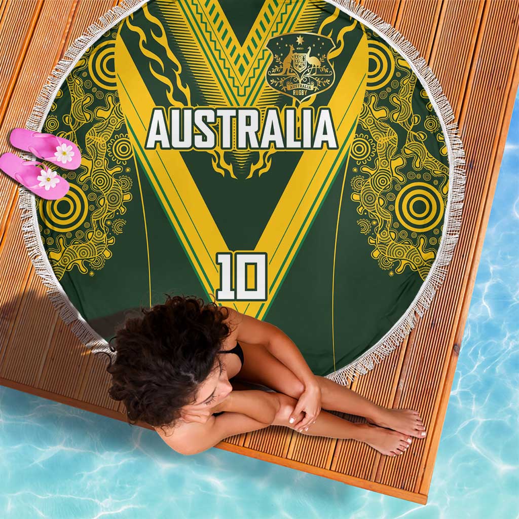 Australia Rugby Custom Beach Blanket Aboriginal Art Sporty Style - Aussie Hoodie