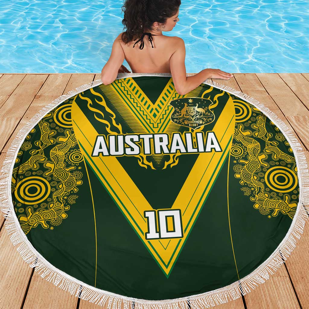 Australia Rugby Custom Beach Blanket Aboriginal Art Sporty Style - Aussie Hoodie