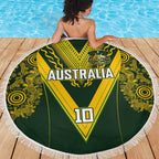 Australia Rugby Custom Beach Blanket Aboriginal Art Sporty Style - Aussie Hoodie
