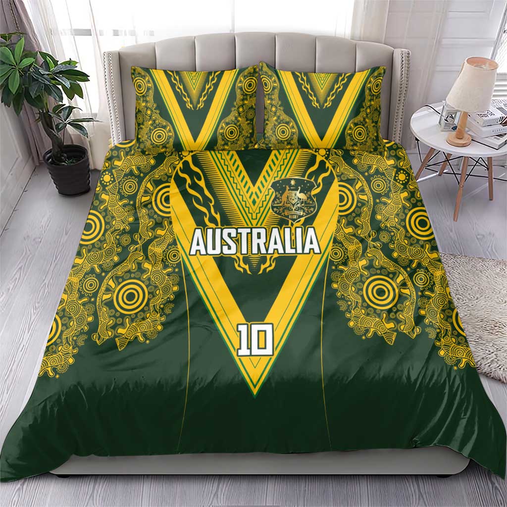Australia Rugby Custom Bedding Set Aboriginal Art Sporty Style - Aussie Hoodie