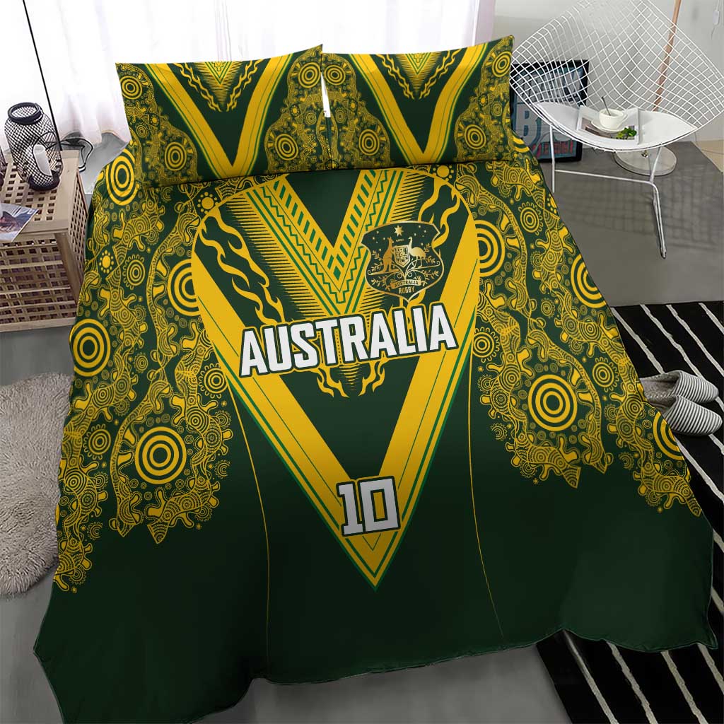 Australia Rugby Custom Bedding Set Aboriginal Art Sporty Style - Aussie Hoodie