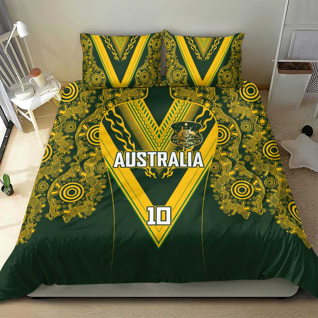 Australia Rugby Custom Bedding Set Aboriginal Art Sporty Style - Aussie Hoodie