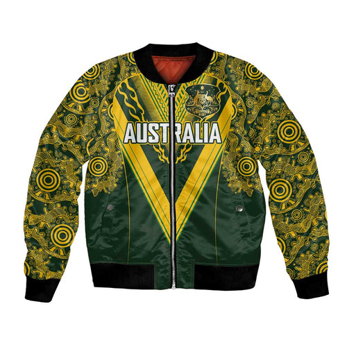 Australia Rugby Custom Bomber Jacket Aboriginal Art Sporty Style - Aussie Hoodie