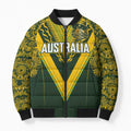 Australia Rugby Custom Bomber Puffer Jacket Aboriginal Art Sporty Style - Aussie Hoodie