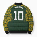 Australia Rugby Custom Bomber Puffer Jacket Aboriginal Art Sporty Style - Aussie Hoodie