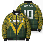 Australia Rugby Custom Bomber Puffer Jacket Aboriginal Art Sporty Style - Aussie Hoodie