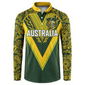Australia Rugby Custom Button Sweatshirt Aboriginal Art Sporty Style - Aussie Hoodie