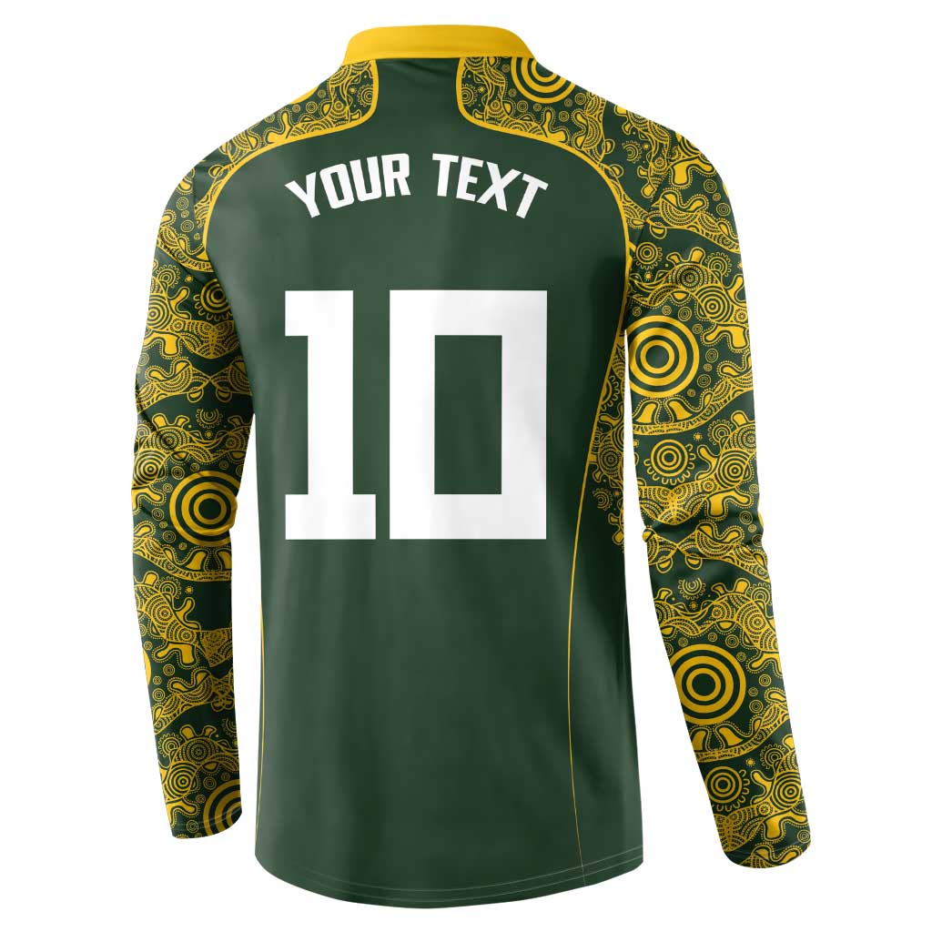 Australia Rugby Custom Button Sweatshirt Aboriginal Art Sporty Style - Aussie Hoodie