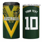 Australia Rugby Custom 4 in 1 Can Cooler Tumbler Aboriginal Art Sporty Style - Aussie Hoodie