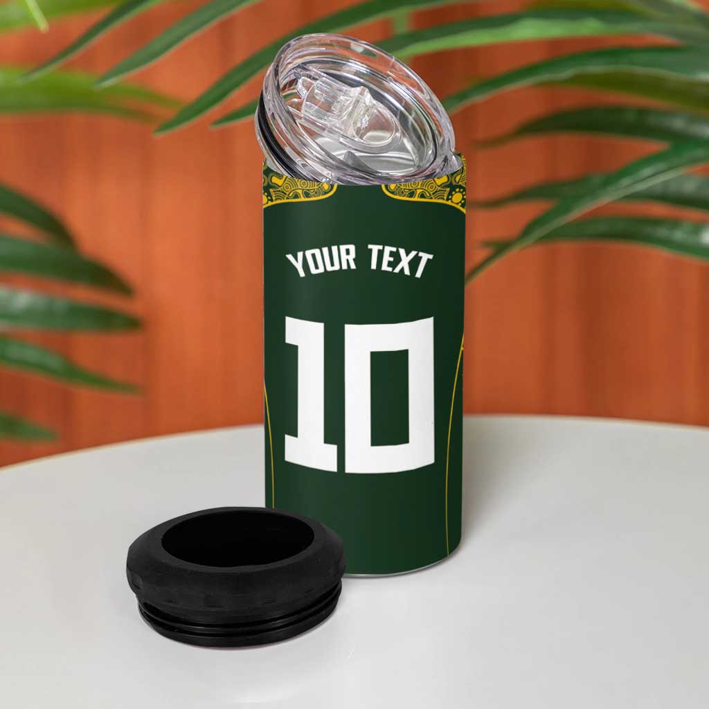 Australia Rugby Custom 4 in 1 Can Cooler Tumbler Aboriginal Art Sporty Style - Aussie Hoodie