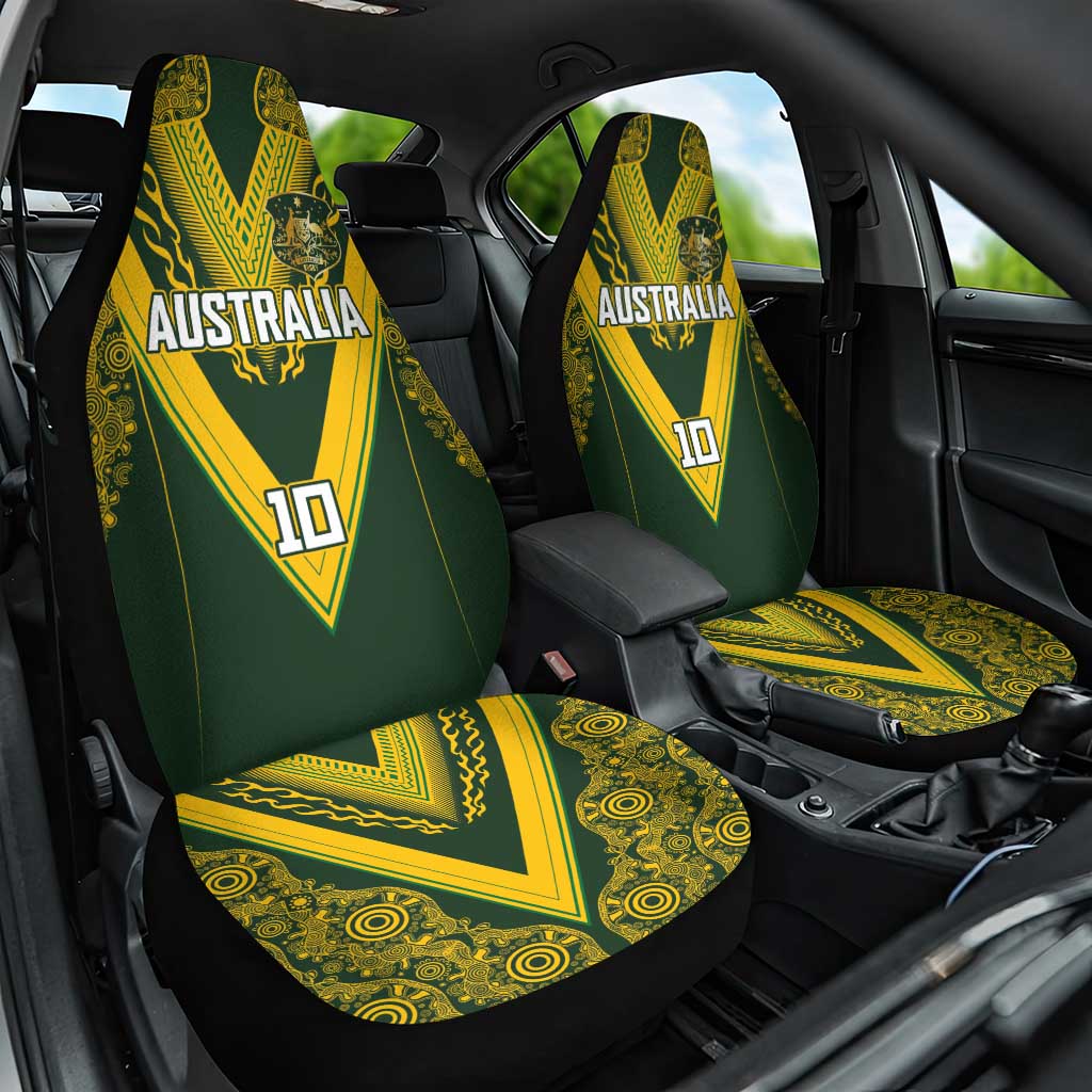 Australia Rugby Custom Car Seat Cover Aboriginal Art Sporty Style - Aussie Hoodie