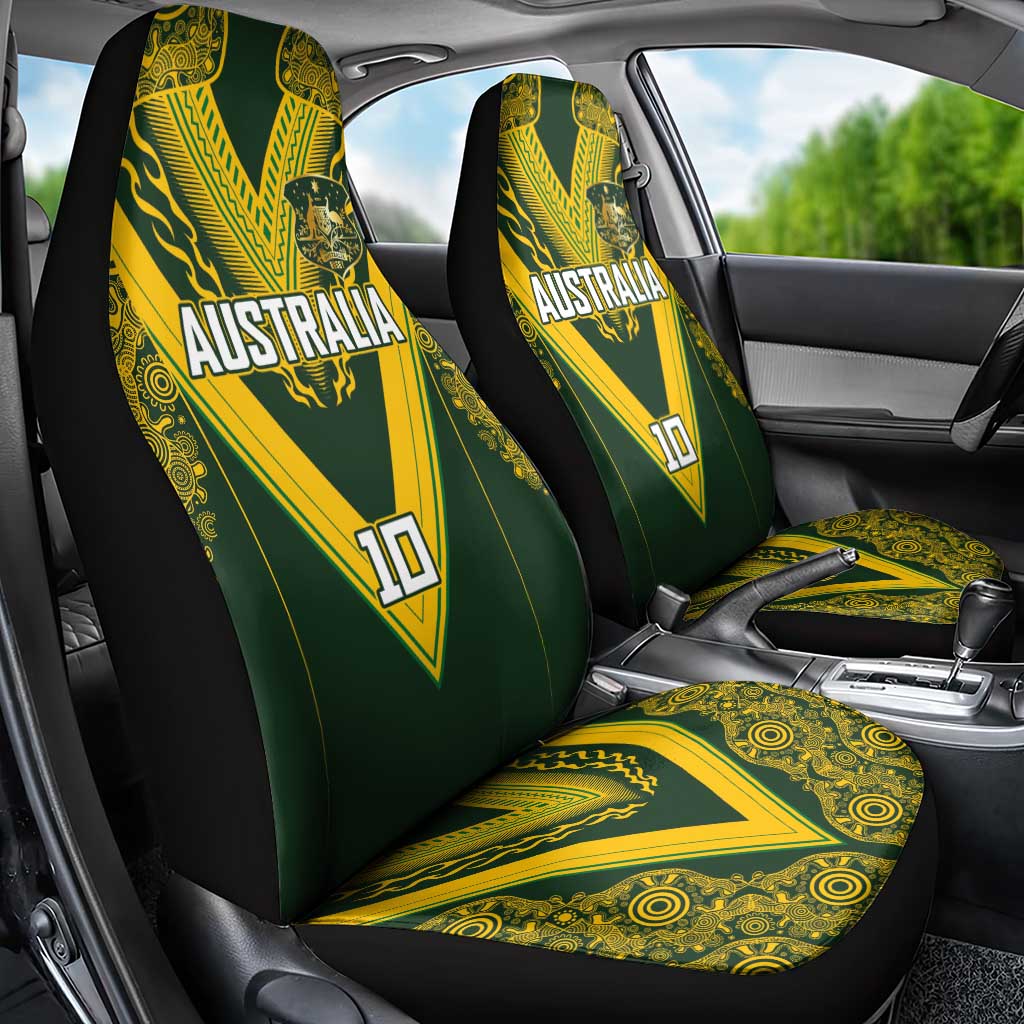 Australia Rugby Custom Car Seat Cover Aboriginal Art Sporty Style - Aussie Hoodie