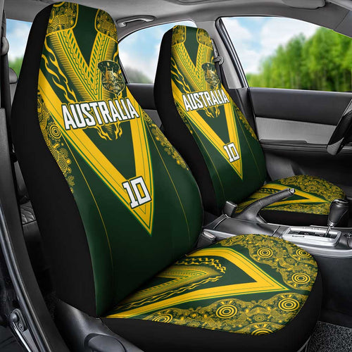 Australia Rugby Custom Car Seat Cover Aboriginal Art Sporty Style - Aussie Hoodie