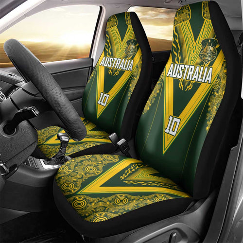 Australia Rugby Custom Car Seat Cover Aboriginal Art Sporty Style - Aussie Hoodie