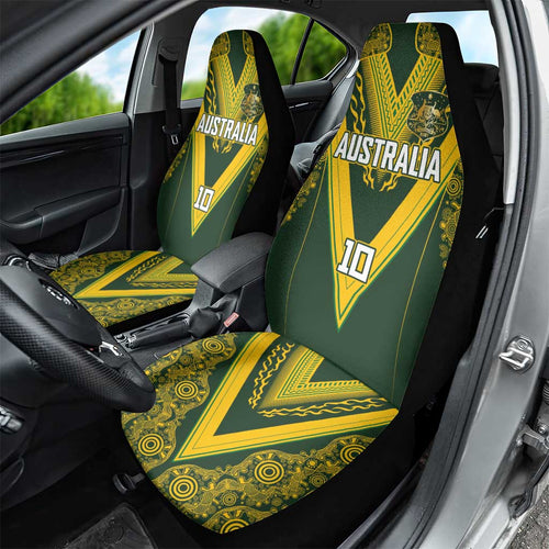 Australia Rugby Custom Car Seat Cover Aboriginal Art Sporty Style - Aussie Hoodie