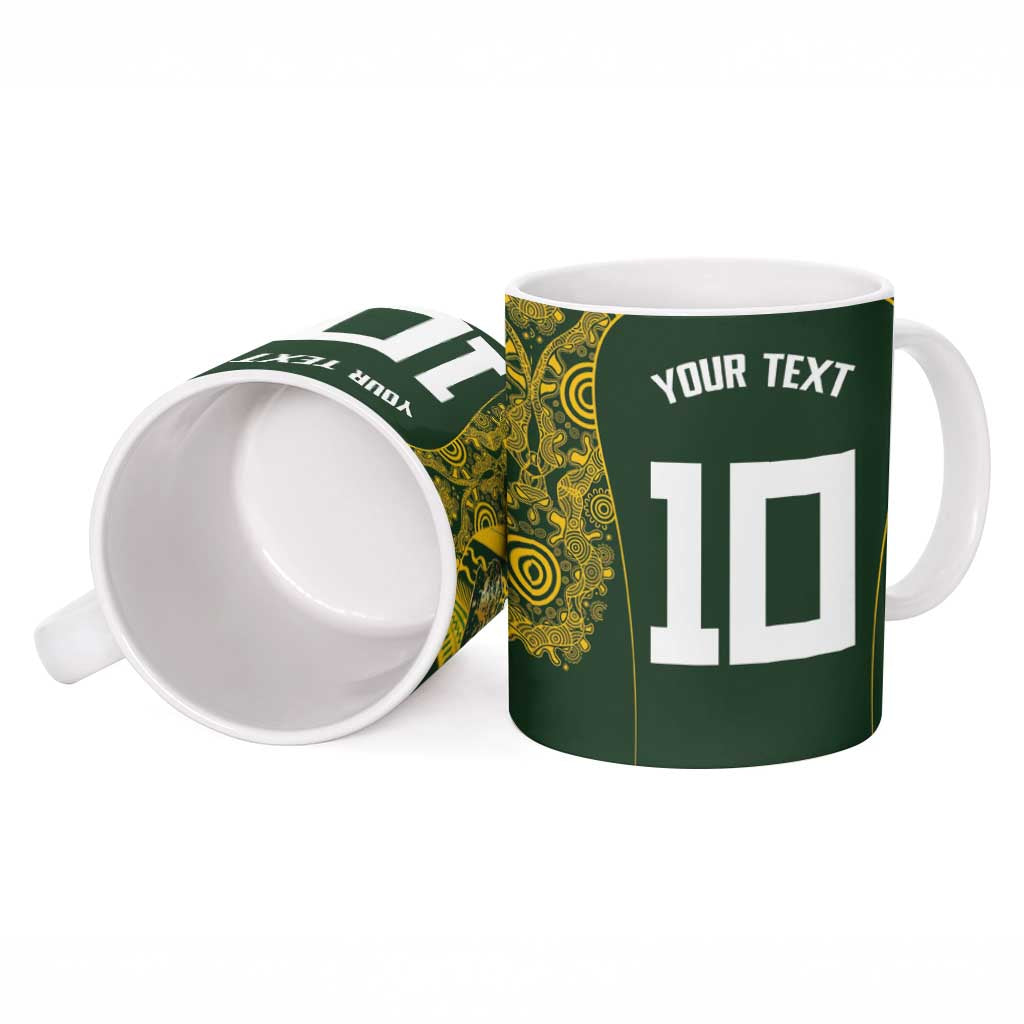 Australia Rugby Custom Ceramic Mug Aboriginal Art Sporty Style - Aussie Hoodie