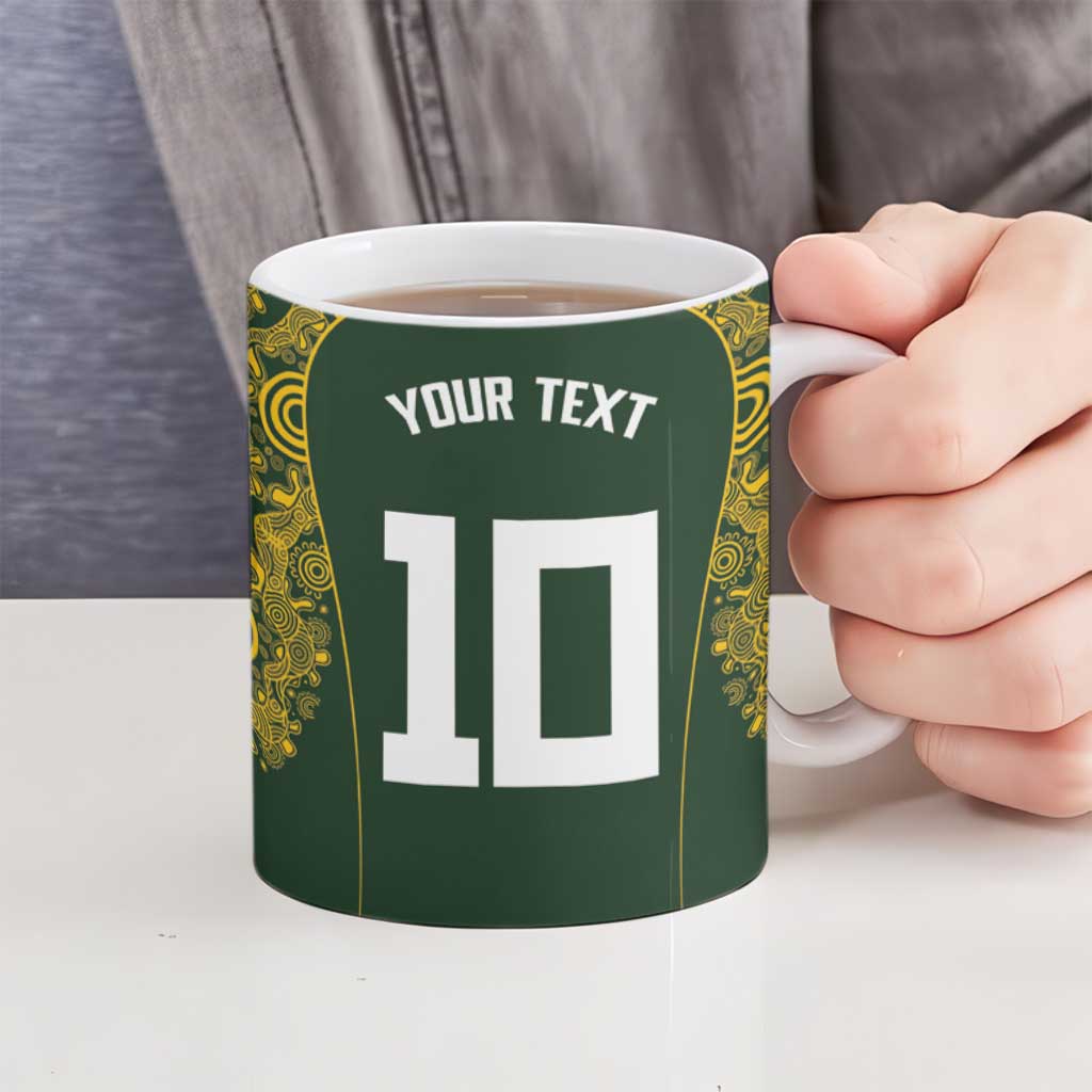 Australia Rugby Custom Ceramic Mug Aboriginal Art Sporty Style - Aussie Hoodie