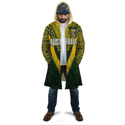 Australia Rugby Custom Cloak Aboriginal Art Sporty Style - Aussie Hoodie