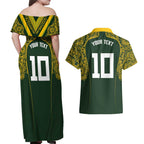 Australia Rugby Custom Couples Matching Off Shoulder Maxi Dress and Hawaiian Shirt Aboriginal Art Sporty Style - Aussie Hoodie