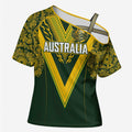 Australia Rugby Custom Cross Shoulder Shirt Aboriginal Art Sporty Style - Aussie Hoodie