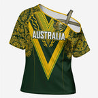 Australia Rugby Custom Cross Shoulder Shirt Aboriginal Art Sporty Style - Aussie Hoodie