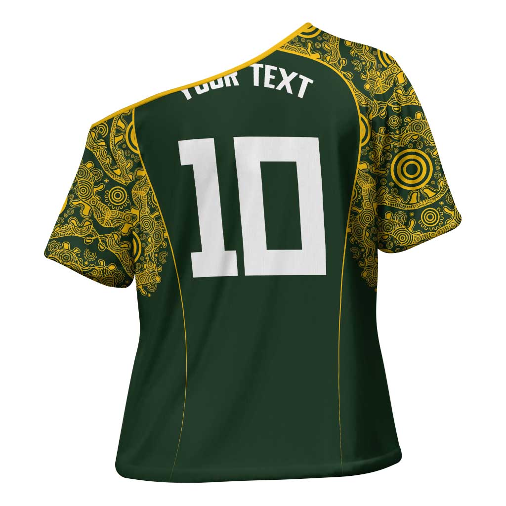 Australia Rugby Custom Cross Shoulder Shirt Aboriginal Art Sporty Style - Aussie Hoodie