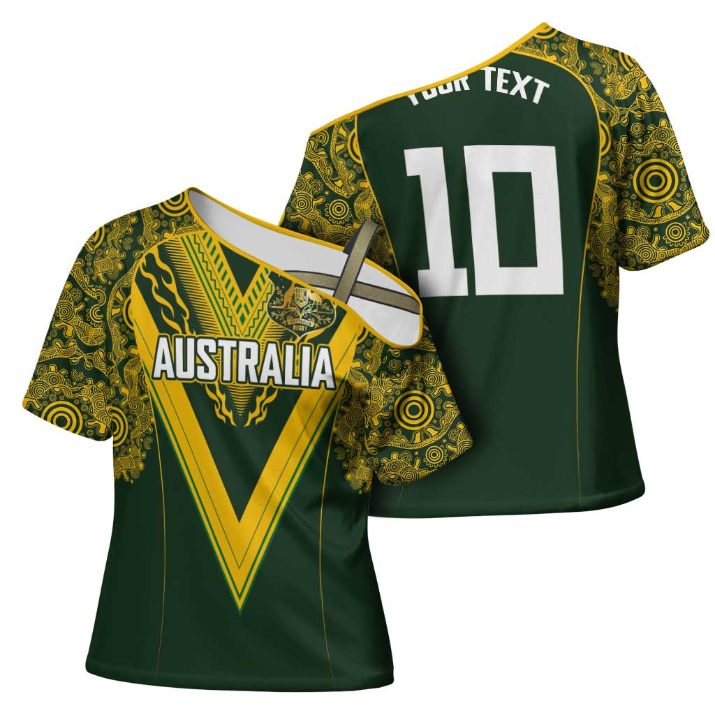 Australia Rugby Custom Cross Shoulder Shirt Aboriginal Art Sporty Style - Aussie Hoodie