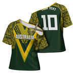 Australia Rugby Custom Cross Shoulder Shirt Aboriginal Art Sporty Style - Aussie Hoodie