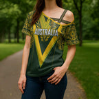 Australia Rugby Custom Cross Shoulder Shirt Aboriginal Art Sporty Style - Aussie Hoodie