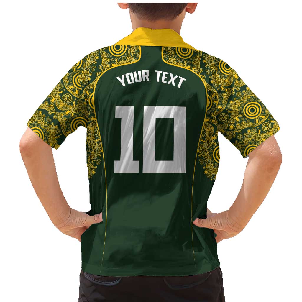 Australia Rugby Custom Family Matching Mermaid Dress and Hawaiian Shirt Aboriginal Art Sporty Style - Aussie Hoodie
