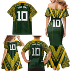 Australia Rugby Custom Family Matching Mermaid Dress and Hawaiian Shirt Aboriginal Art Sporty Style - Aussie Hoodie