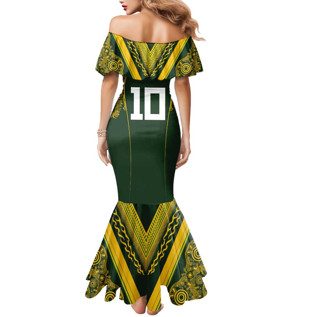 Australia Rugby Custom Family Matching Mermaid Dress and Hawaiian Shirt Aboriginal Art Sporty Style - Aussie Hoodie