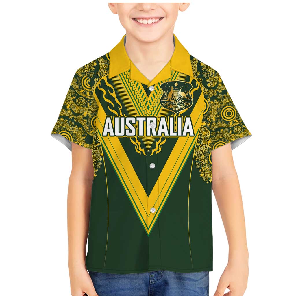Australia Rugby Custom Family Matching Mermaid Dress and Hawaiian Shirt Aboriginal Art Sporty Style - Aussie Hoodie