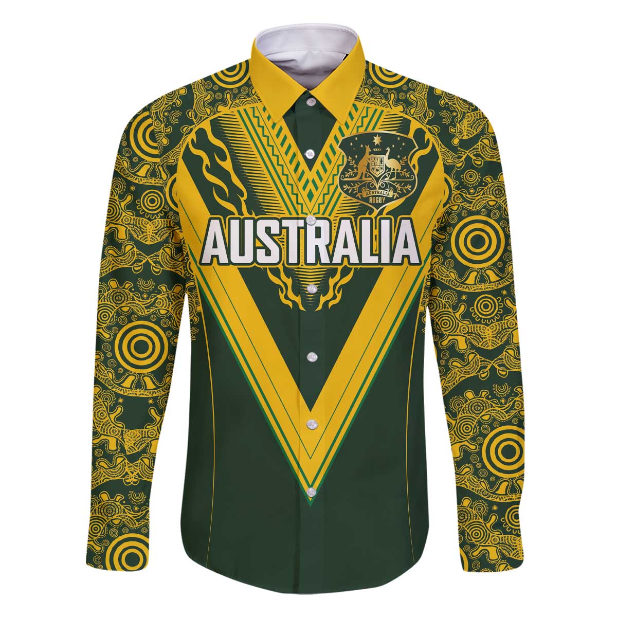 Australia Rugby Custom Family Matching Off The Shoulder Long Sleeve Dress and Hawaiian Shirt Aboriginal Art Sporty Style - Aussie Hoodie
