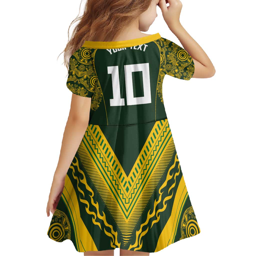 Australia Rugby Custom Family Matching Off Shoulder Maxi Dress and Hawaiian Shirt Aboriginal Art Sporty Style - Aussie Hoodie
