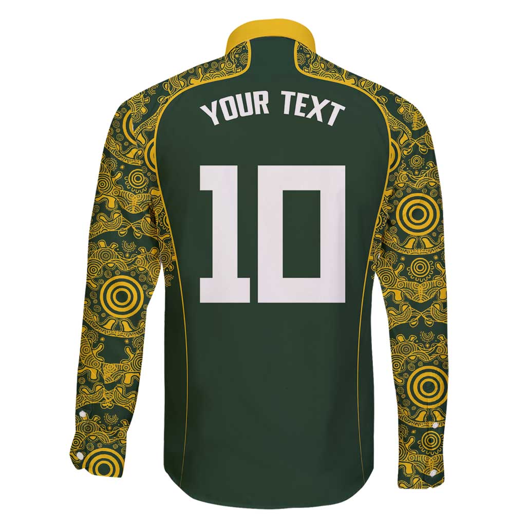 Australia Rugby Custom Family Matching Off Shoulder Maxi Dress and Hawaiian Shirt Aboriginal Art Sporty Style - Aussie Hoodie